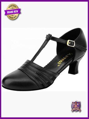 Women's T-Strap Ballroom Latin Salsa Tango Dance Shoes Non-Slip Suede Sole